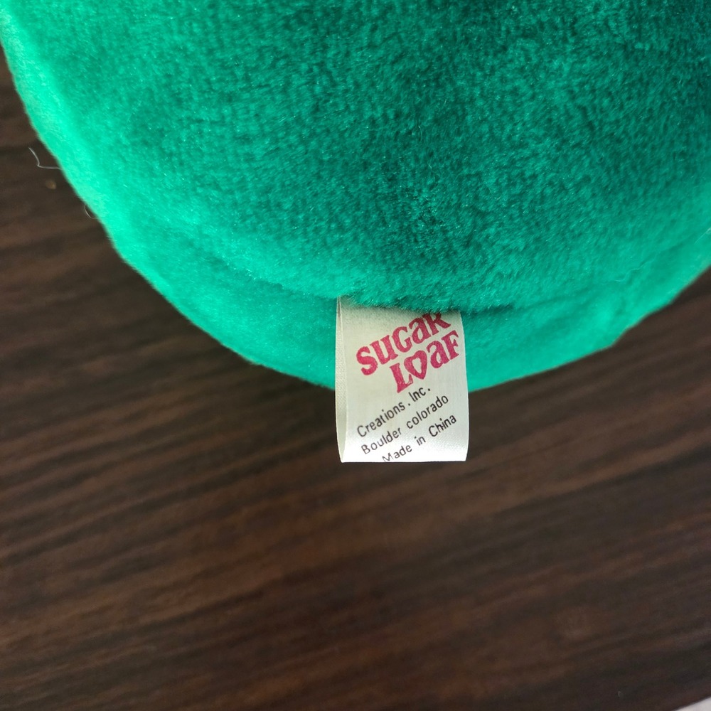 Vintage 1996 Sugar Loaf Green Smiley Face Plush 8in Suction Cup Toy Retro Decor - Picture 6 of 8
